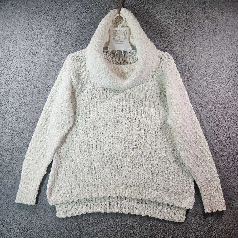 Liz Claiborne Sweater Women Large‎ Loose Turtle Neck White Preppy - L